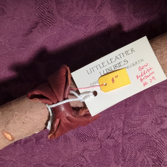 Hand Crafted Jewelry - NEW! Handmade Genuine Leather Bow Bracelet #09 Reddish Brown Antique Gold